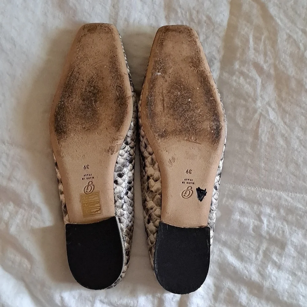 M Gemi snakeskin ballet flats w/ squared off toe 39 (8.5) - Picture 7 of 12